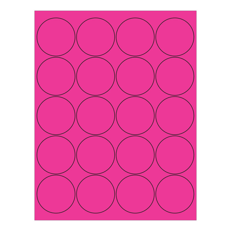 Tape Logic Round Labels For Inkjet/Laser Printers, LL197PK, 2in, Fluorescent Pink, Pack Of 2, 000 Labels MPN:LL197PK