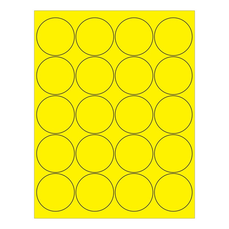 Tape Logic Round Labels For Inkjet/Laser Printers, LL197YE, 2in, Fluorescent Yellow, Pack Of 2, 000 Labels MPN:LL197YE