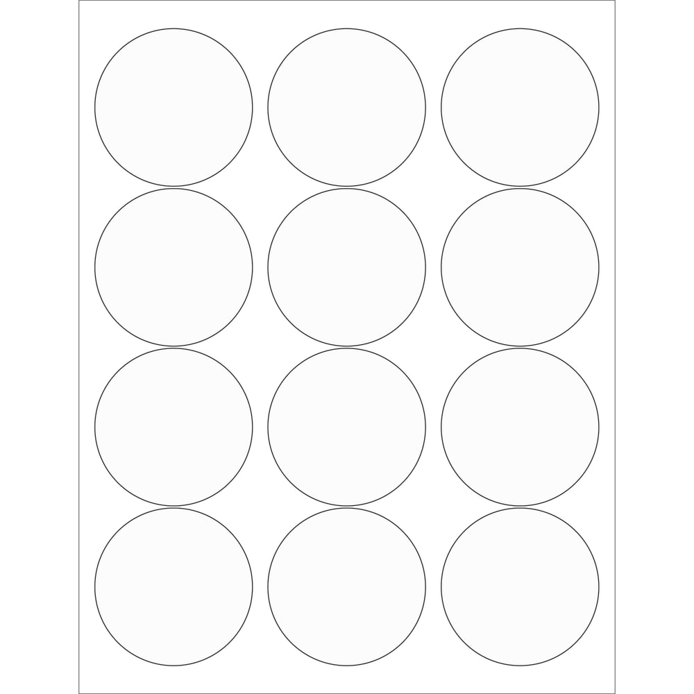 Tape Logic Round Labels For Laser Printers, LL232CL, 2 1/2in, Clear, 12 Labels Per Sheet, Case Of 100 Sheets MPN:LL232CL