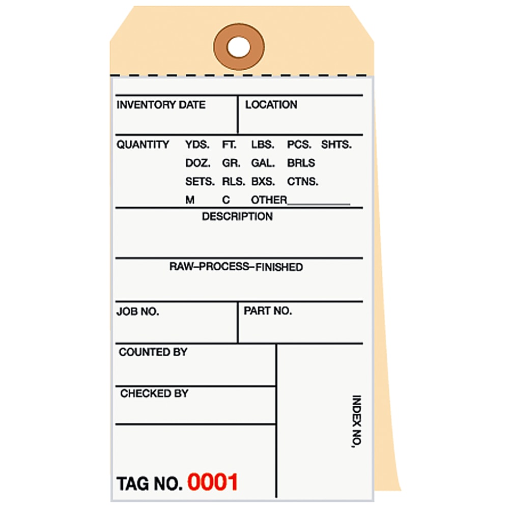B O X Packaging Manila Inventory Tags, 2-Part Carbonless, 1500-1999, Box Of 500 MPN:G15041