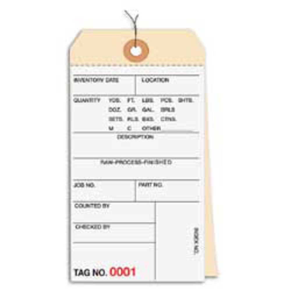 Prewired Manila Inventory Tags, 2-Part Carbonless, 1500-1999, Box Of 500 MPN:G15043