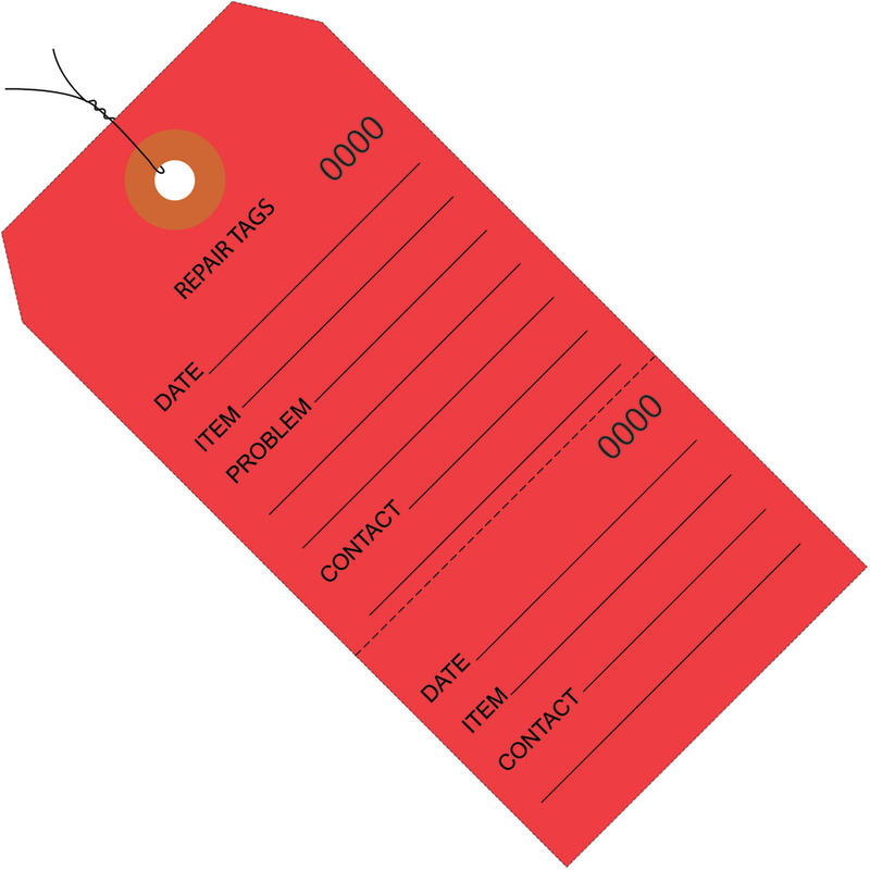 Partners Brand Prewired Repair Tags, 6 1/4in x 3 1/8in, 100% Recycled, Red, Case Of 1, 000 MPN:G26203W