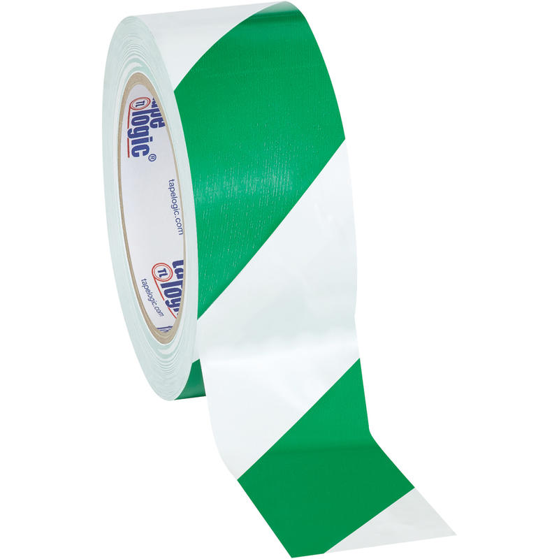 BOX Packaging Striped Vinyl Tape, 3in Core, 2in x 36 Yd., Green/White, Case Of 3 MPN:T92363PKGW