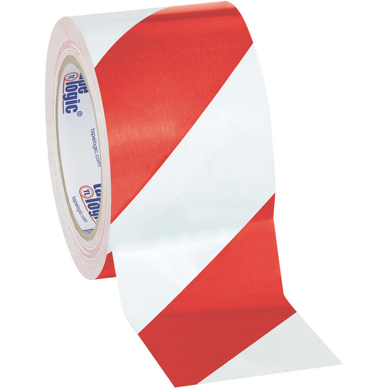 BOX Packaging Striped Vinyl Tape, 3in Core, 3in x 36 Yd., Red/White, Case Of 3 MPN:T93363PKRW