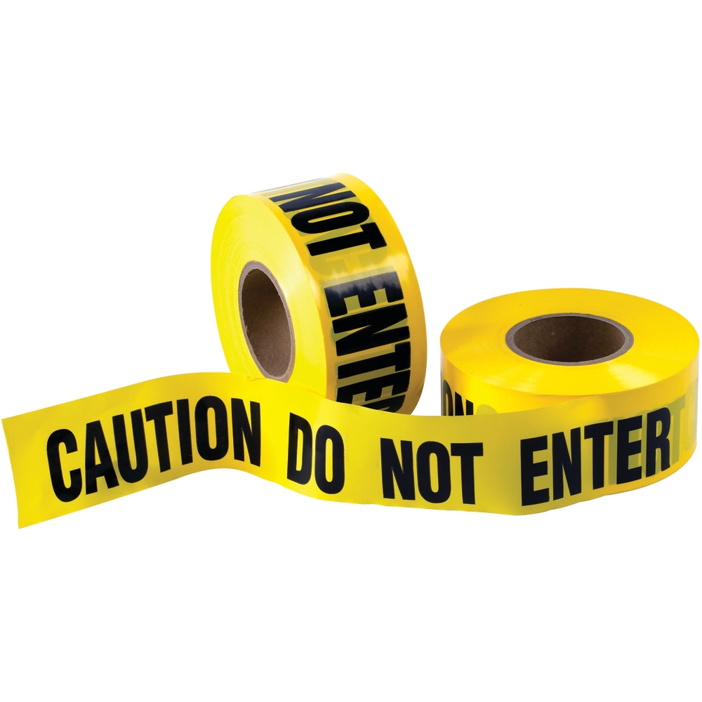 B O X Packaging Barricade Tape, Caution Do Not Enter, 3in Core, 3in x 333 Yd., Black/Yellow, Case Of 4 MPN:T968CDN