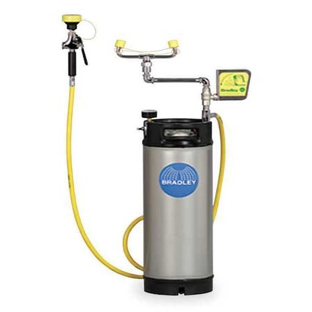 Pressurized Portable Eyewash, Pressurized, 5 gal Tank Capacity, Portable, 26 in H., 9 in W MPN:S19-672