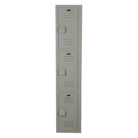 Wardrobe Locker, 12 in W, 12 in D, 60 in H, (1) Wide, (3) Tier, Gray MPN:LK1212603HV-200