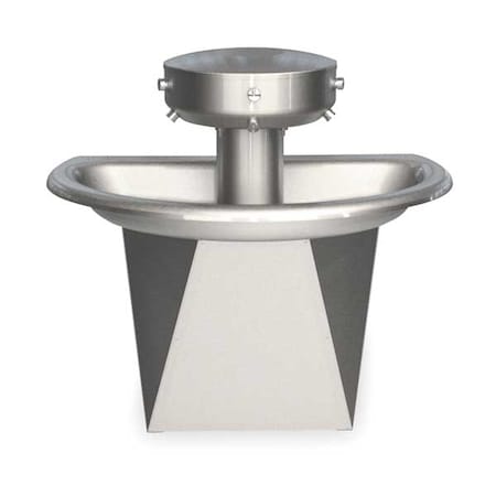 Semicircular Wash Fountain, 26 in Bowl, Push Button, Bradley S93-647 MPN:S93-647