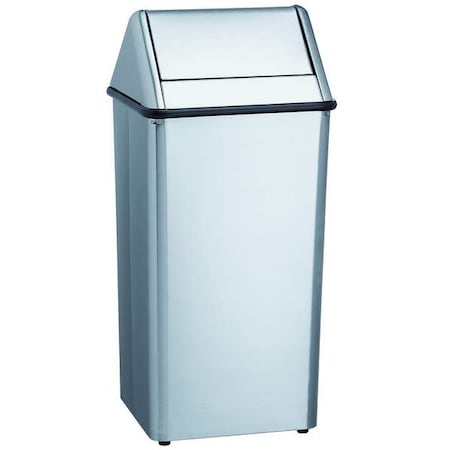 36 gal Square Indoor Metal Can, Silver, None, Stainless Steel, 19 in MPN:377-380000