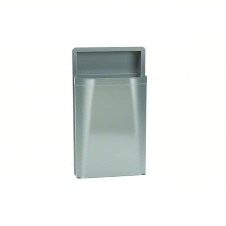 Not Applicable 12 gal Half-Round Trash Can, Silver, None, Stainless Steel, 17 1/8 in MPN:3A05-110000