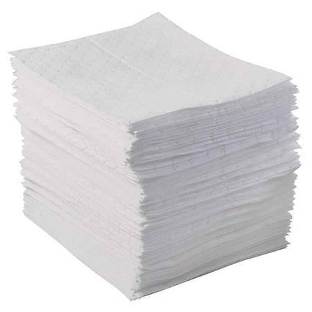 Sorbent Pad, 17 gal, 15 in x 17 in, Oil, White, Polypropylene MPN:BPO500