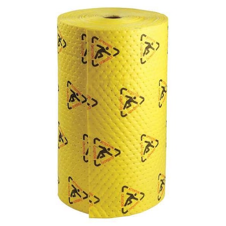 Sorbent Roll, 80 gal, 30 in x 300 ft, Harsh Chemicals, Black, Red, Yellow, Polypropylene MPN:CH303