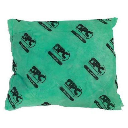 Sorbent Pillow, 28 gal, 18 in x 18 in, Harsh Chemicals, Green, 16 PK MPN:HAZ1818
