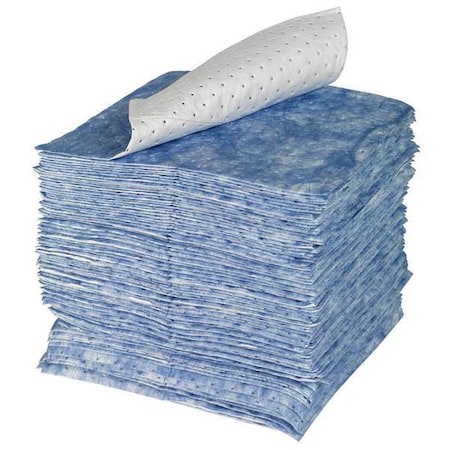 Sorbent Pad, 24 gal, 15 in x 19 in, Oil, Blue, White, 100 PK MPN:SPC105