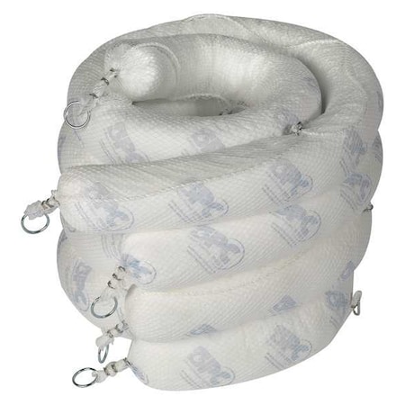 Sorbent Boom, 32 gal, 5 in x 10 ft, Oil, White, 4 PK MPN:SPC510