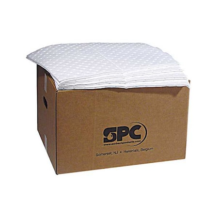 Sorbent Pad, 17 gal, 15 in x 19 in, Oil, White, 100 PK MPN:SXT300