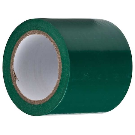 Aisle Marking Tape Vinyl, Adhesive: Pressure Sensitive Rubber Green, 4
