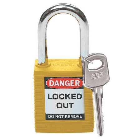 Lockout Padlock, Keyed Alike, Nylon, Yellow, 1 1/2 in Shackle Height, 1 1/2 in Body Width, 3 PK MPN:105888