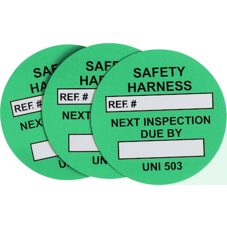 Tag, Uni, Insert Safety Harness GRN 100PK MPN:108021
