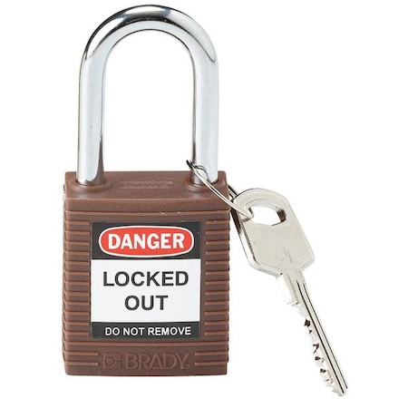 Lockout Padlock, Keyed Alike, Nylon, Brown, 1 1/2 in Shackle Height, 1 1/2 in Body Width, 6 PK MPN:118948