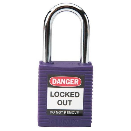 Lockout Padlock, Keyed Alike, Nylon, Purple, 1 1/2 in Shackle Height, 1 1/2 in Body Width, 6 PK MPN:118952