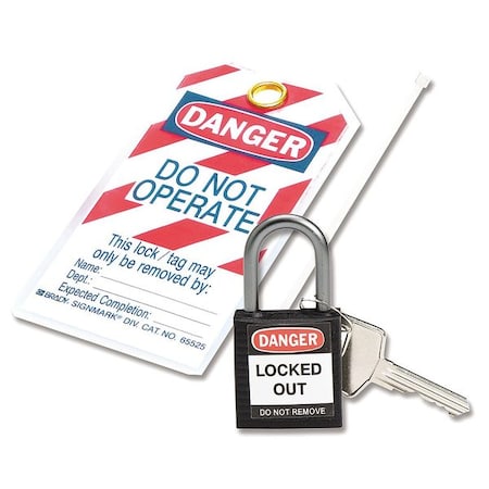 Lockout Padlock, Keyed Different, Nylon, Black, 1 in Shackle Height, 1 1/4 in Body Width MPN:123151