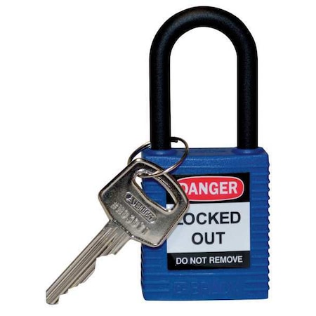 Lockout Padlock, Keyed Different, Nylon, Blue, 1 1/2 in Shackle Height, 1 1/2 in Body Width MPN:123325