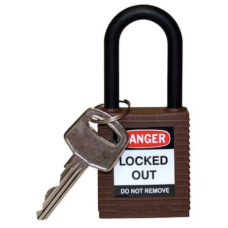 Lockout Padlock, Keyed Different, Nylon, Brown, 1 1/2 in Shackle Height, 1 1/2 in Body Width MPN:123330