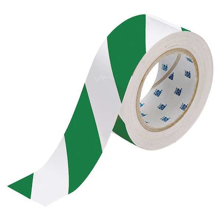 Floor Marking Tape Film: Polyester, Adhesive: Rubber Green/White, 2