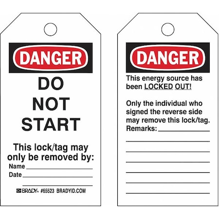 Lockout Tag, Danger, Vinyl, 3 in Width, 5 3/4 in Height, Write On Surface: Yes MPN:133498