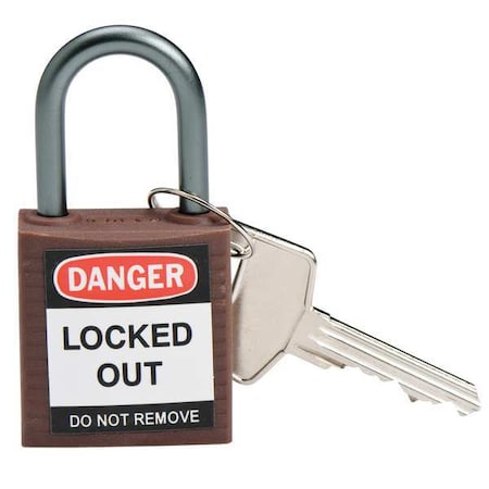 Lockout Padlock, Keyed Different, Nylon, Brown, 1 in Shackle Height, 1 3/16 in Body Width MPN:143160