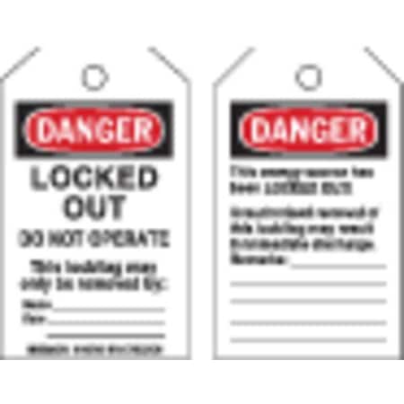 Danger Tag, Danger, Plastic, 3 in Width, 5 in Height, Write On Surface: Yes, 10 PK MPN:145769