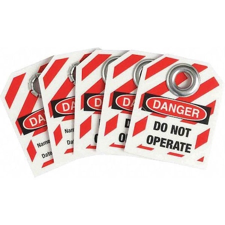 Safety Tag, Danger, Plastic, 2 in Width, 2 1/2 in Height, Write On Surface: Yes, 25 PK MPN:148824