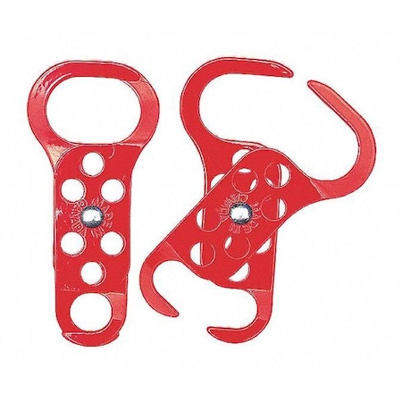 Lockout Hasp, Red, Steel, 6 Max. No. of Padlocks, 189/500 in Max. Shackle Dia. MPN:236919