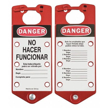 Lockout Hasp, Red, Aluminum, 6 Max. No. of Padlocks, 5/16 in Max. Shackle Dia. MPN:39481