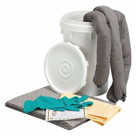 Spill Kit, 5 gal Volume Absorbed per Kit, 6 1/2 gal Capacity, Bucket, White, 16 MPN:436N01