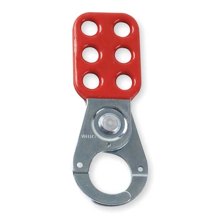 Lockout Hasp, Red, Steel, 6 Max. No. of Padlocks, 3/8 in Max. Shackle Dia., 1 1/2 in Jaw Clearance MPN:65376
