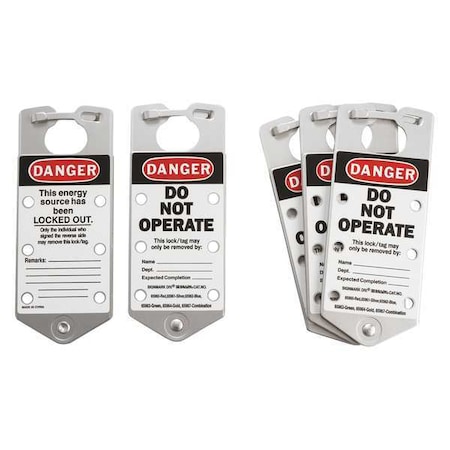 Labeled Lockout Hasp, Silver, Aluminum, 6 Max. No. of Padlocks, 5/16 in Max. Shackle Dia. MPN:65961