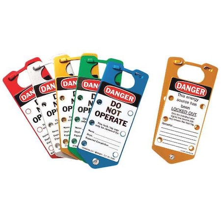 Labeled Lockout Hasp, Assorted, Aluminum, 6 Max. No. of Padlocks, 5/16 in Max. Shackle Dia. MPN:65967