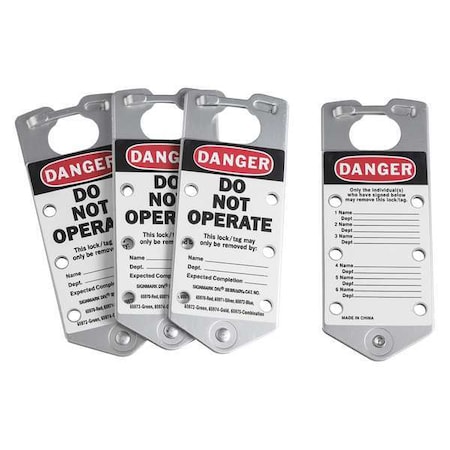 Lockout Hasp, Silver, Aluminum, 6 Max. No. of Padlocks, 5/16 in Max. Shackle Dia. MPN:65971