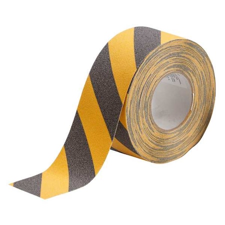 Anti Slip Tape Film: Polyester, Adhesive: Acrylic Proprietary Grit Size, Black/Yellow, 3