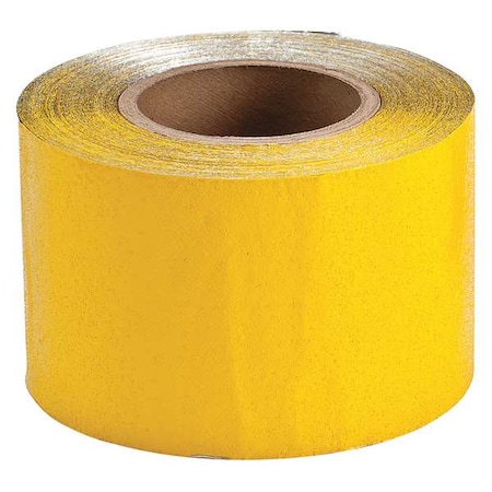 Pavement Marking Tape, Vinyl, 50 yd Length, 4 in Width, Yellow, Adhesive MPN:78262