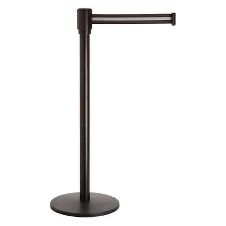 Barrier Post with Belt, Black Post w/ Black/White Stripe Belt, 7 1/2 ft Length, 40 in Post Height MPN:80125