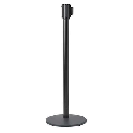 Barrier Post with Belt, Black Post w/ Black/Yellow 