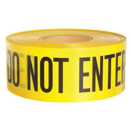 Barricade Tape, Caution Do Not Enter, Yellow, 3 in Wide x 1, 000 ft Length, Polyethylene, 3 mil MPN:91451
