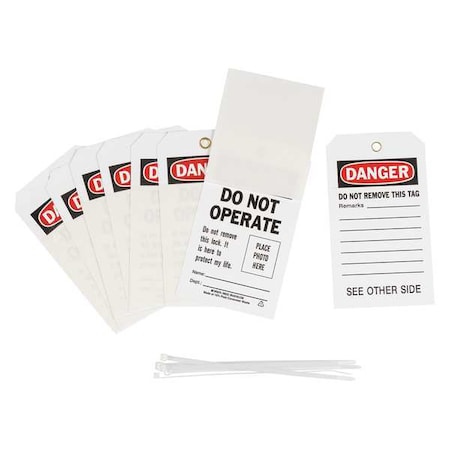 Danger Tag, Danger, Polyester, 4 in Width, 7 in Height, Write On Surface: Yes, 10 PK MPN:96222