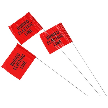 Marking Flag, Buried Electric Line, Black/Red, Plastic Flag, Steel Rod MPN:98168