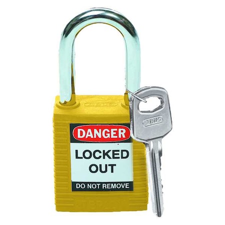 Lockout Padlock, Keyed Different, Nylon, Yellow, 1 1/2 in Shackle Height, 1 1/2 in Body Width MPN:99570