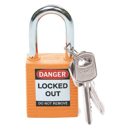 Lockout Padlock, Keyed Different, Nylon, Orange, 1 1/2 in Shackle Height, 1 1/2 in Body Width MPN:99576
