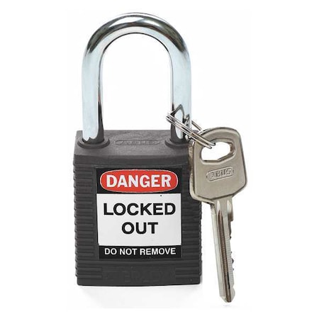 Lockout Padlock, Keyed Different, Nylon, Black, 1 1/2 in Shackle Height, 1 1/2 in Body Width MPN:99580